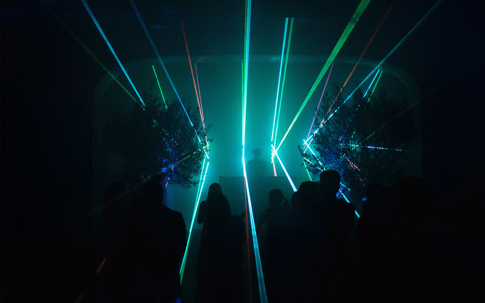 Cinematic lighting at Worlds Mirrored immersive experience